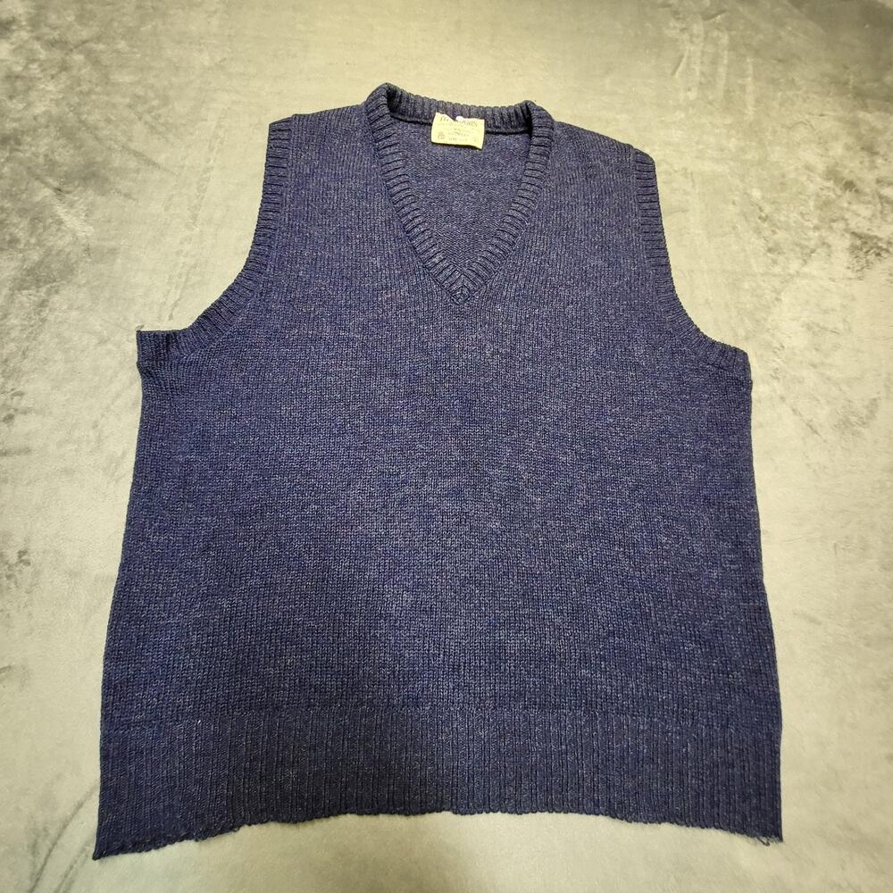 The Moors Sweater Vest Mens L Blue 100% Shetland Wool V-Neck Heavyweight